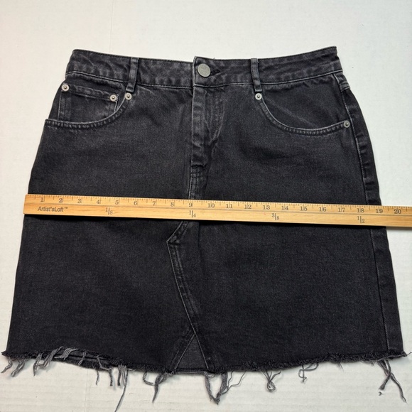 ASOS Raw Hem Denim Skirt in Washed Black Size: 8 (UK 12) - Picture 7 of 10